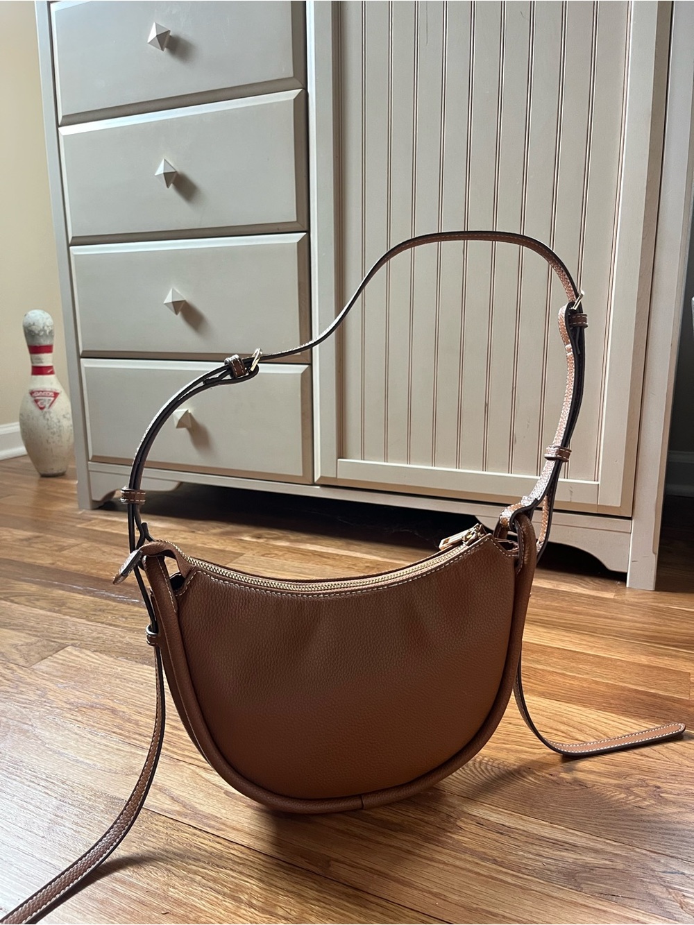 Classic Brown Crescent Shoulder Bag